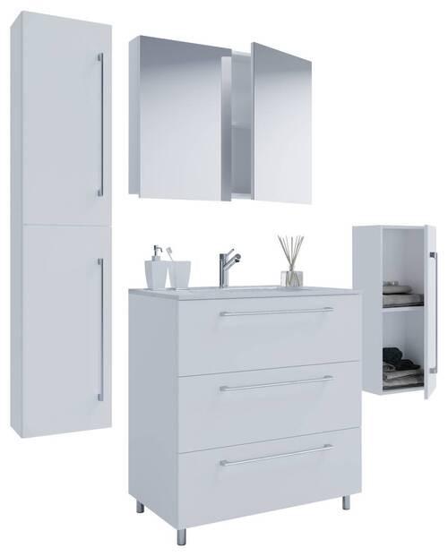 Badezimmer Schubo 5-Teilig Weiß B: 126 cm - Alufarben/Weiß, MODERN, Keramik/Holzwerkstoff (126cm) - MID.YOU