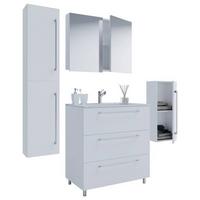 Badezimmer Schubo 5-Teilig Weiß B: 126 cm - Alufarben/Weiß, MODERN, Keramik/Holzwerkstoff (126cm) - MID.YOU