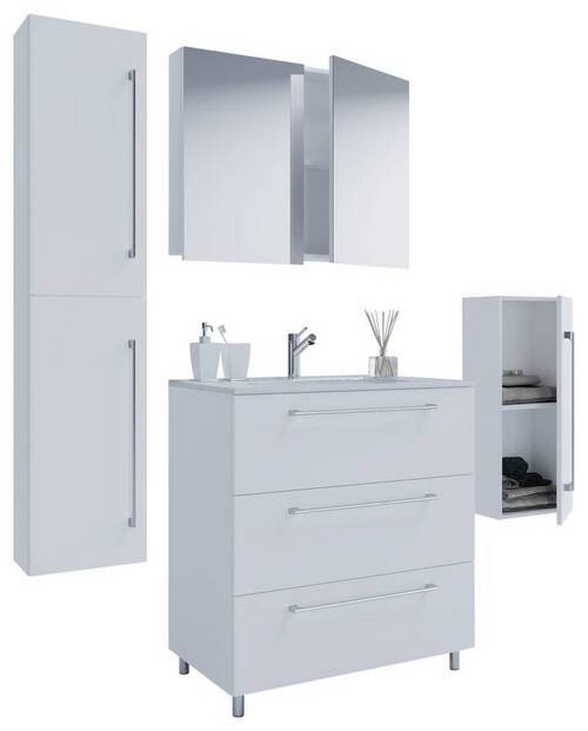 Badezimmer Schubo 5-Teilig Weiß B: 126 cm - Alufarben/Weiß, MODERN, Keramik/Holzwerkstoff (126cm) - MID.YOU