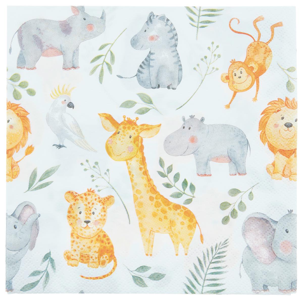 Serviette Lou Multicolor 20 Stk., 33x33 Cm - Hellrosa/Braun, Design, Papier (33/33cm)