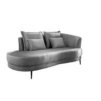Ottomane Pistaccio Silberfarb. Velours, Rücken Echt B: 211 Cm - Silberfarben/Schwarz, MODERN, Textil (211/85/102cm) - Livetastic