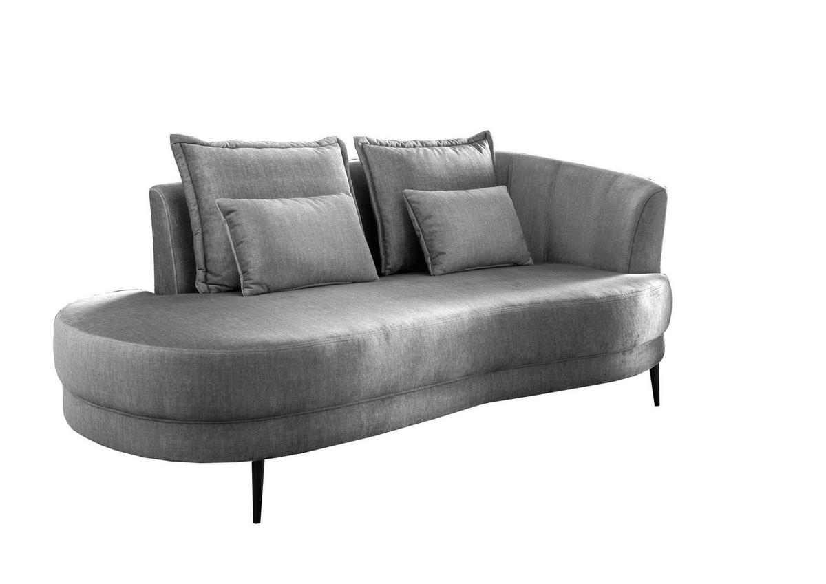 Ottomane Pistaccio Silberfarb. Velours, Rücken Echt B: 211 Cm - Silberfarben/Schwarz, MODERN, Textil (211/85/102cm) - Livetastic