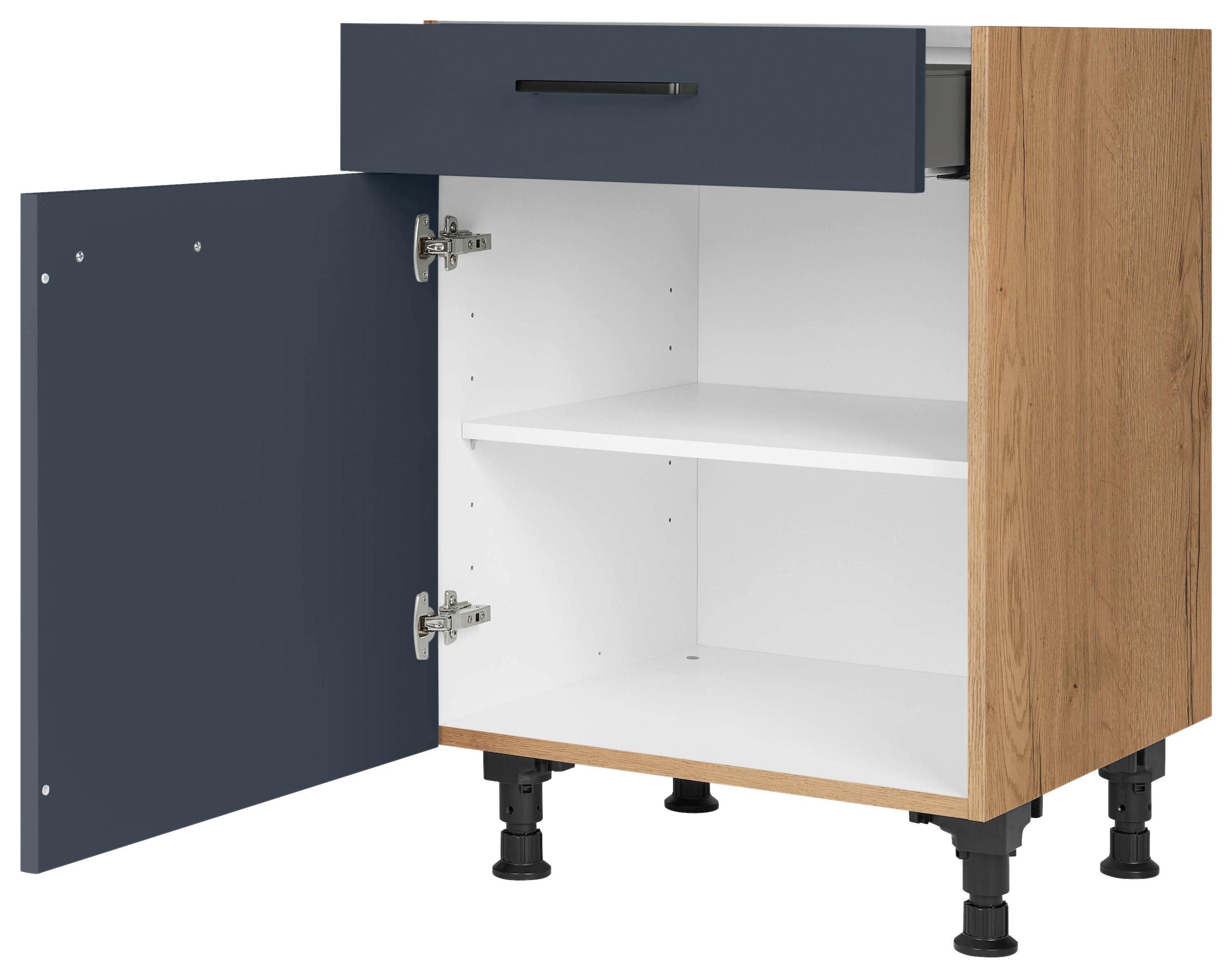 Schubkastenunterschrank Easytouch - Blau/Eichefarben, MODERN, Holzwerkstoff (60/87/56cm) - Nobilia