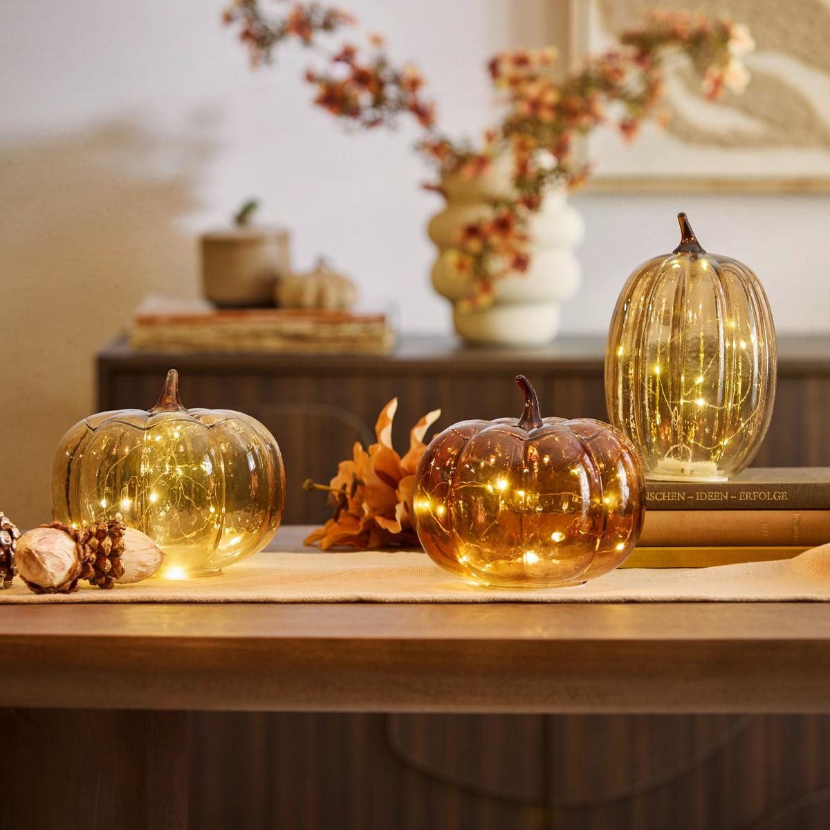 DEKORAČNÍ DÝNĚ PUMPKIN - jantarové barvy, Konvenční, plast/sklo (19,5/15,5cm) - Mömax