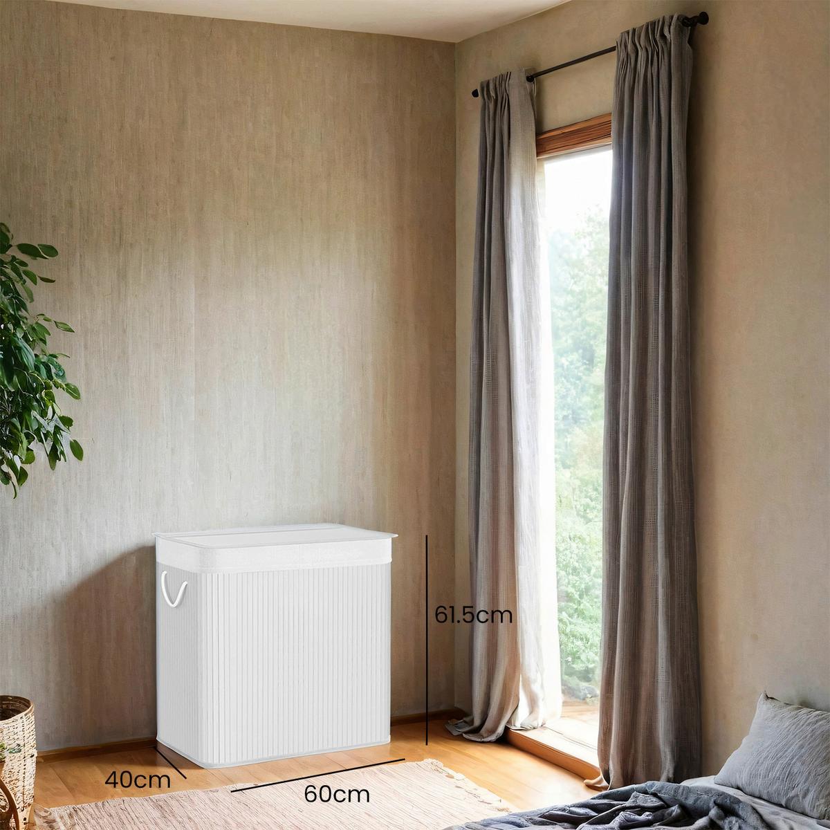 Wäschekorb Weiß B: 60 Cm - Weiß, Basics, Naturmaterialien/Textil (60/61,5/40cm)