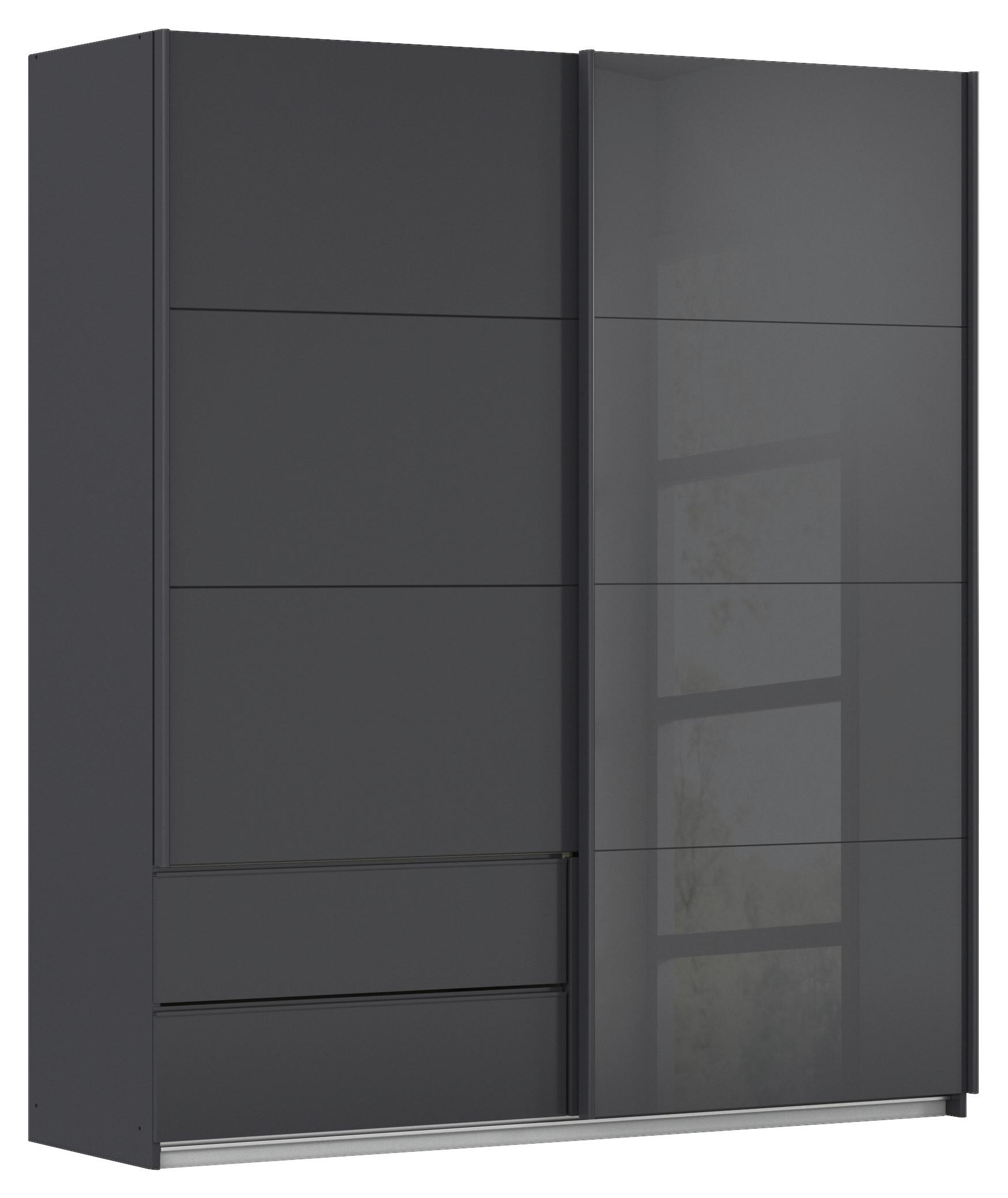 Schwebetürenschrank Mit Glas 181cm Karpo, Grau