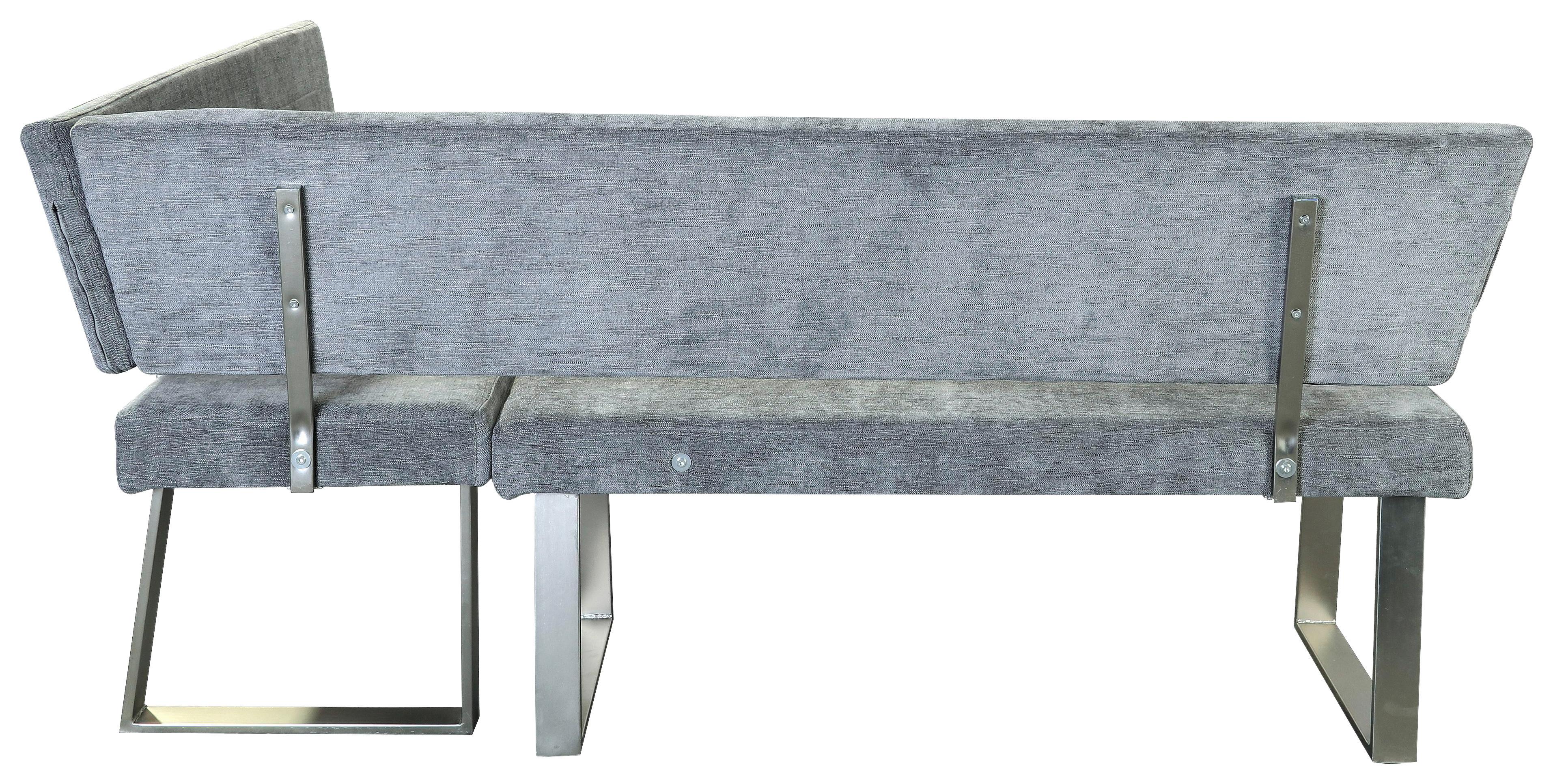 Eckbank Hausvik Webstoff Hellgrau 187x142,5 cm - Hellgrau/Nickelfarben, MODERN, Textil/Metall (187/142,5cm) - MID.YOU