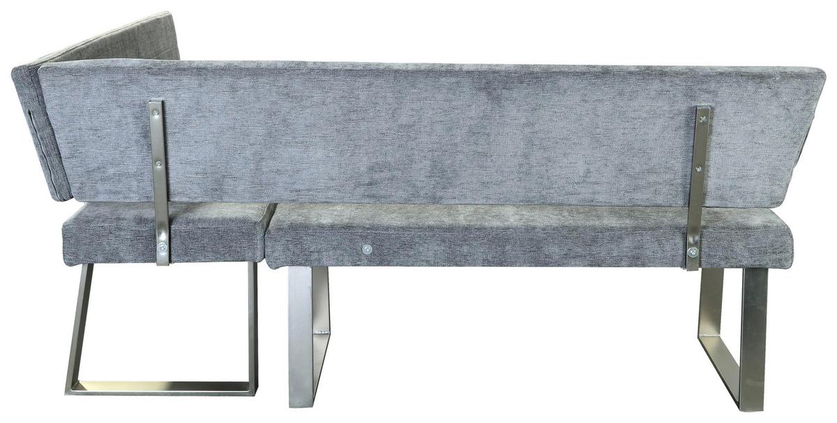 Eckbank Hausvik Webstoff Hellgrau 187x142,5 cm - Hellgrau/Nickelfarben, MODERN, Textil/Metall (187/142,5cm) - MID.YOU