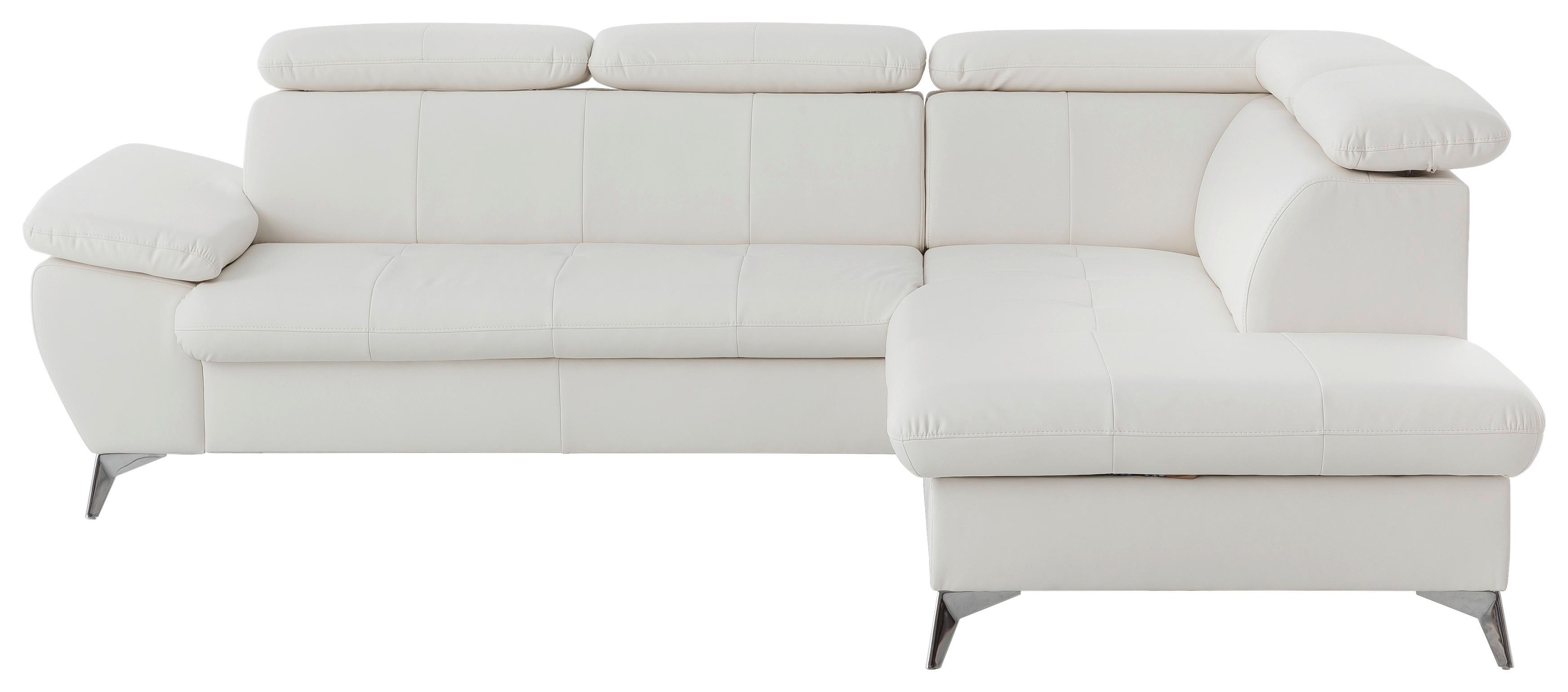 Ecksofa Mit Schlaffunktion Und Bettkasten Gisele Weiß - Chromfarben/Weiß, KONVENTIONELL, Textil (256/209cm) - Livetastic