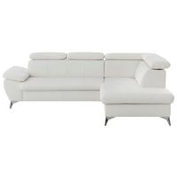 Ecksofa Mit Schlaffunktion Und Bettkasten Gisele Weiß - Chromfarben/Weiß, KONVENTIONELL, Textil (256/209cm) - Livetastic