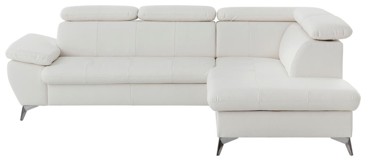 Ecksofa Mit Schlaffunktion Und Bettkasten Gisele Weiß - Chromfarben/Weiß, KONVENTIONELL, Textil (256/209cm) - Livetastic