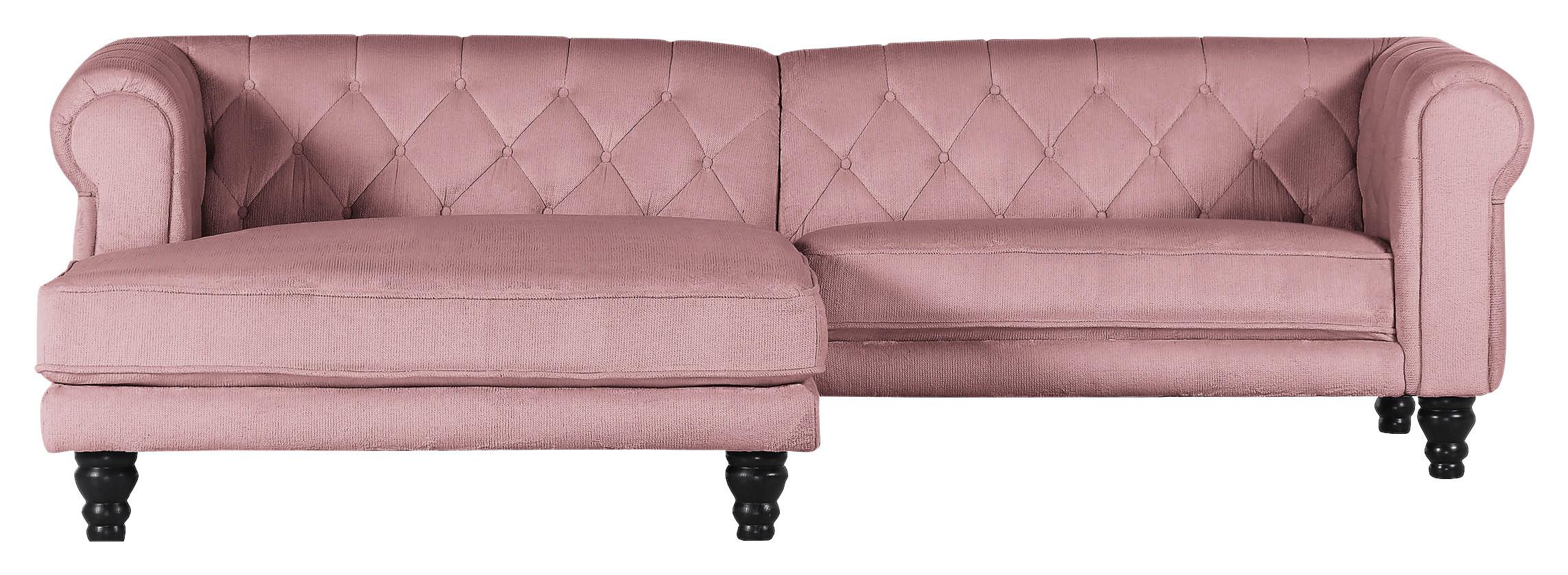Ecksofa Jonte Rosa S: 160x260 cm - Dunkelbraun/Rosa, Design, Textil (160/260cm) - MID.YOU