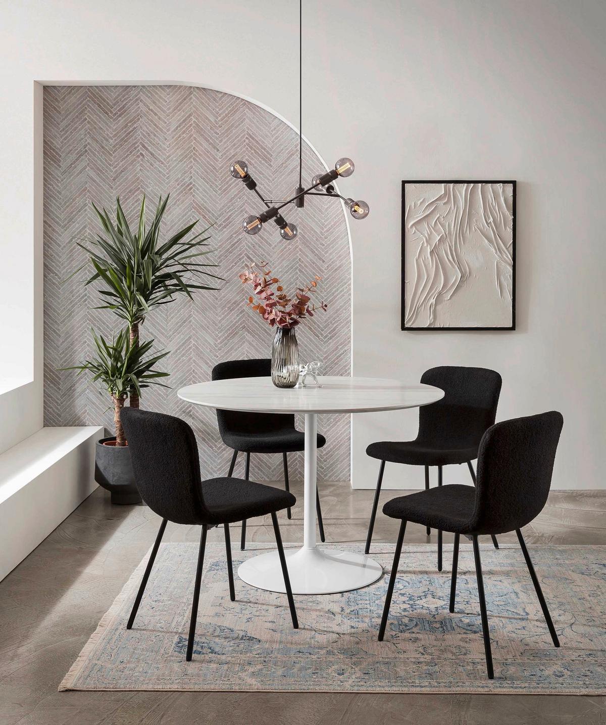 Stuhl-Set Schwarz B: 44cm 4-teilig - Schwarz, MODERN, Textil/Metall (44/79/52cm) - Livetastic