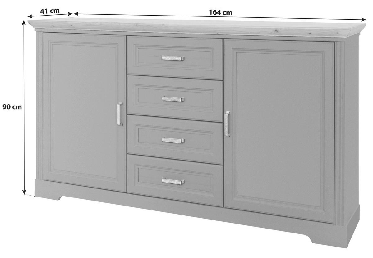 Kommode 164 cm Jasmin II Graphitfarben/Eiche Artisan - Schwarz/Graphitfarben, LIFESTYLE, Holzwerkstoff (164/90/41cm)