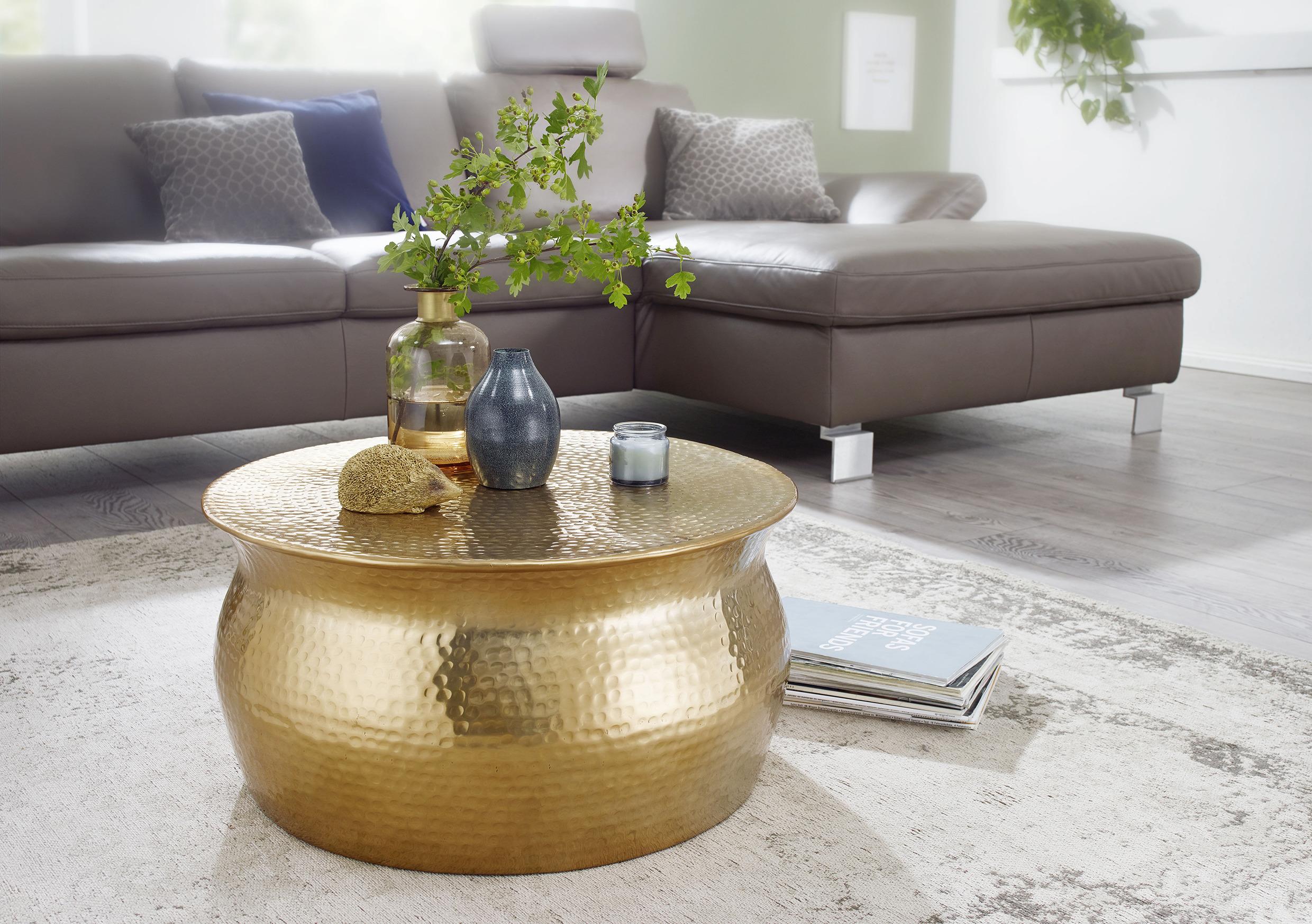 Couchtisch Rund Aluminium Orientalisch Karam Goldfarben - Goldfarben, LIFESTYLE, Metall (60/60/30,5cm) - MID.YOU