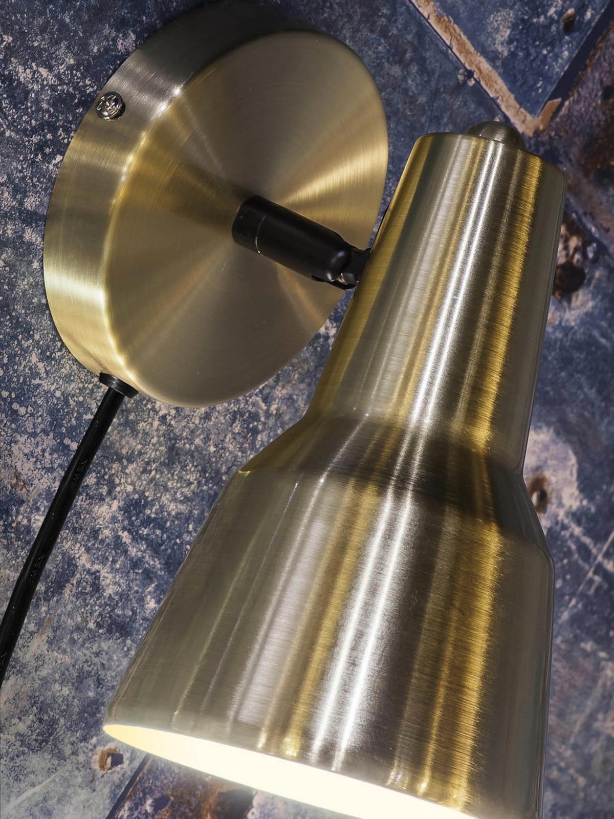 Wandleuchte Valencia 1-Flammig drehbar mit Schnurschalter - Goldfarben/Schwarz, Design, Metall (13,5/21,5/20cm) - It's about Romi