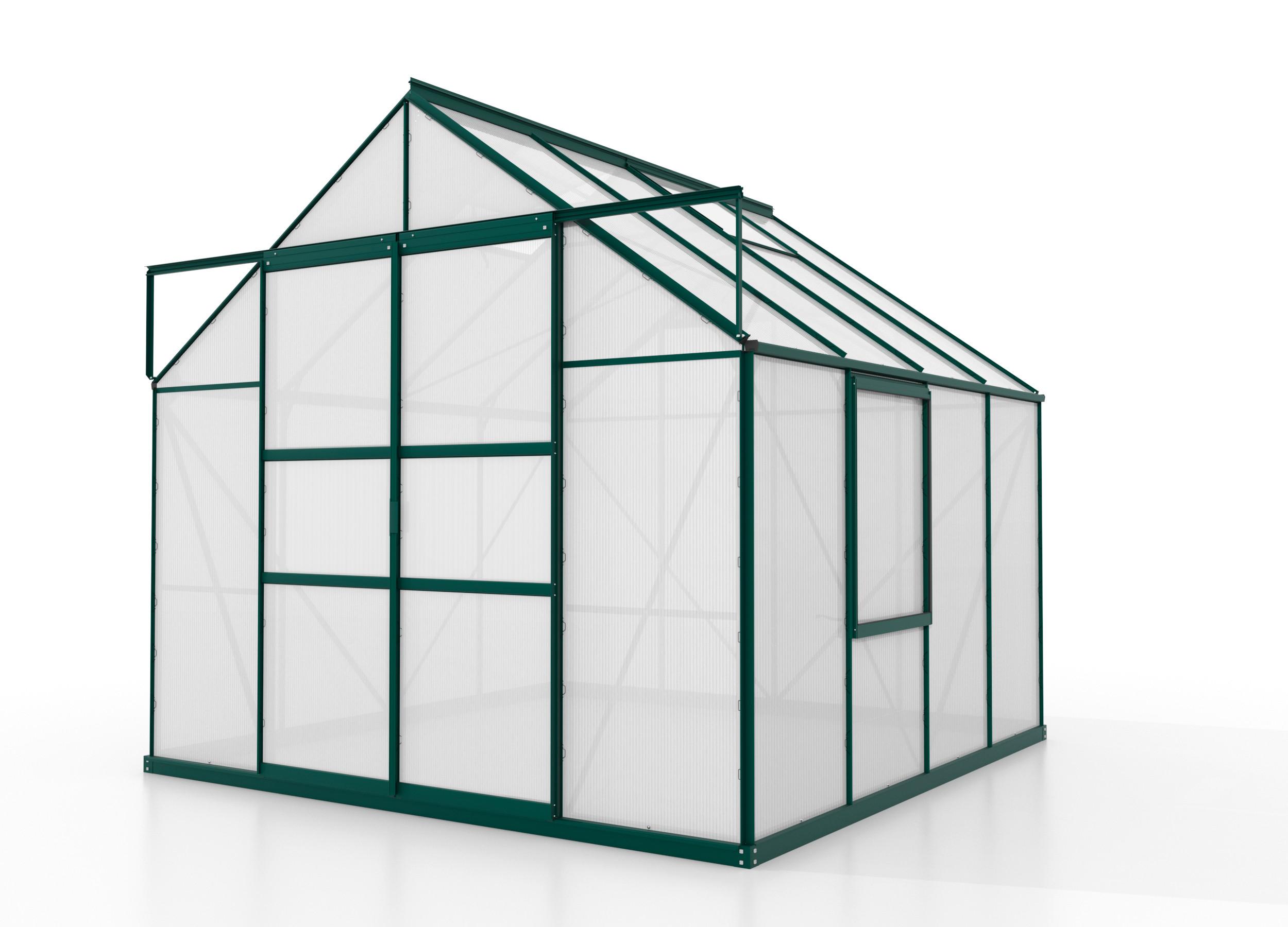 Klassisches Gewächshaus mit Giebeldach und Doppelschiebetür