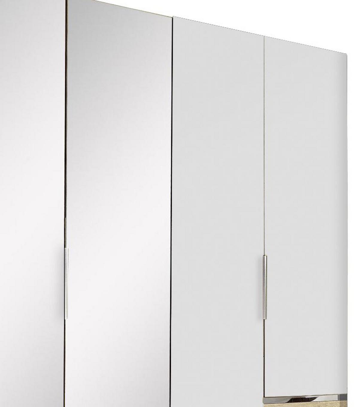 Drehtürenschrank Mit Spiegel + Laden 300cm Level 36a, Weiß - Eichefarben/Weiß, MODERN, Glas/Holzwerkstoff (300/216/58cm) - MID.YOU