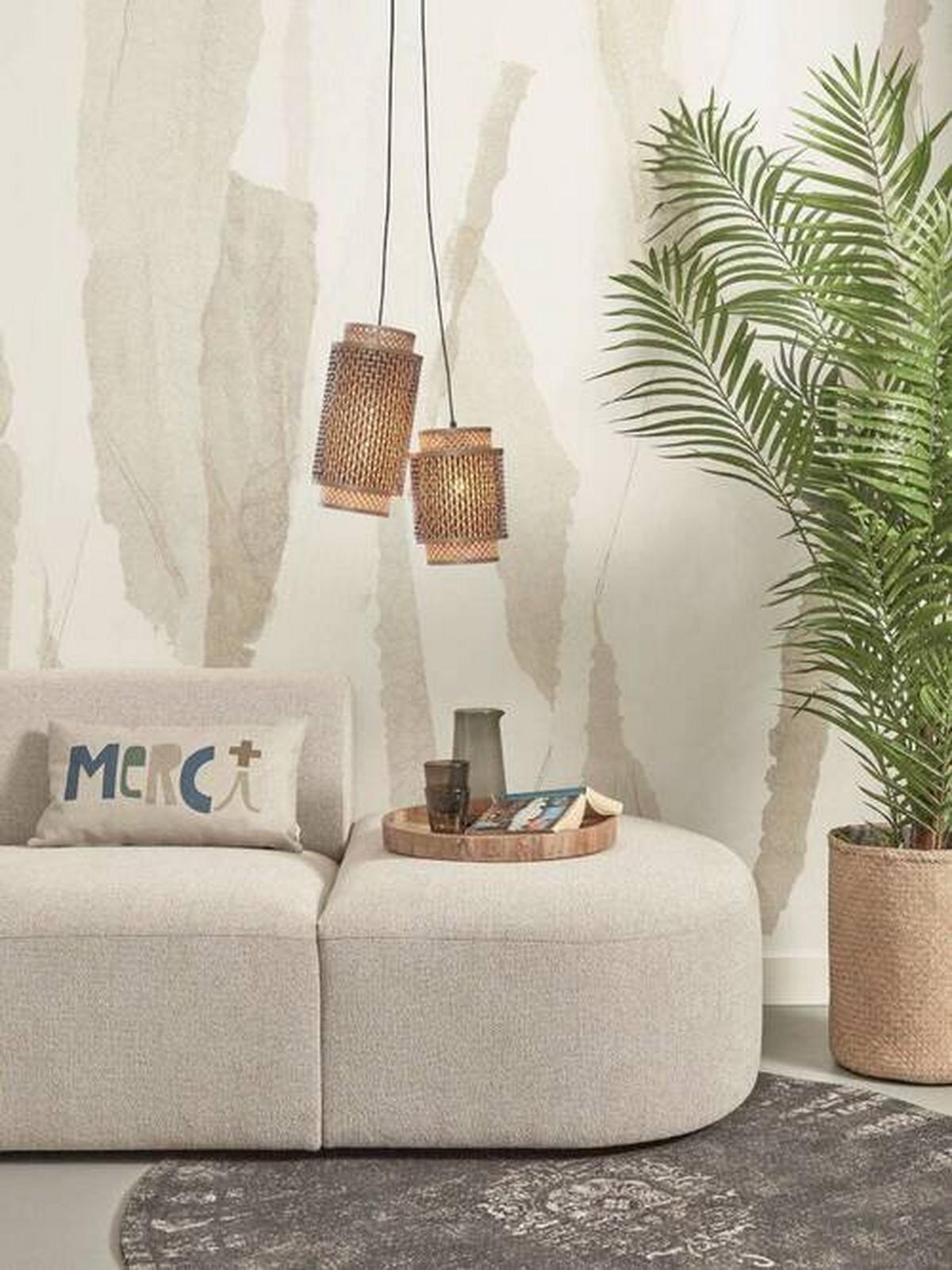 Hängeleuchte Bhutan/H2/Bn - Schwarz/Naturfarben, Trend, Holz (38/18/45cm) - Good & Mojo