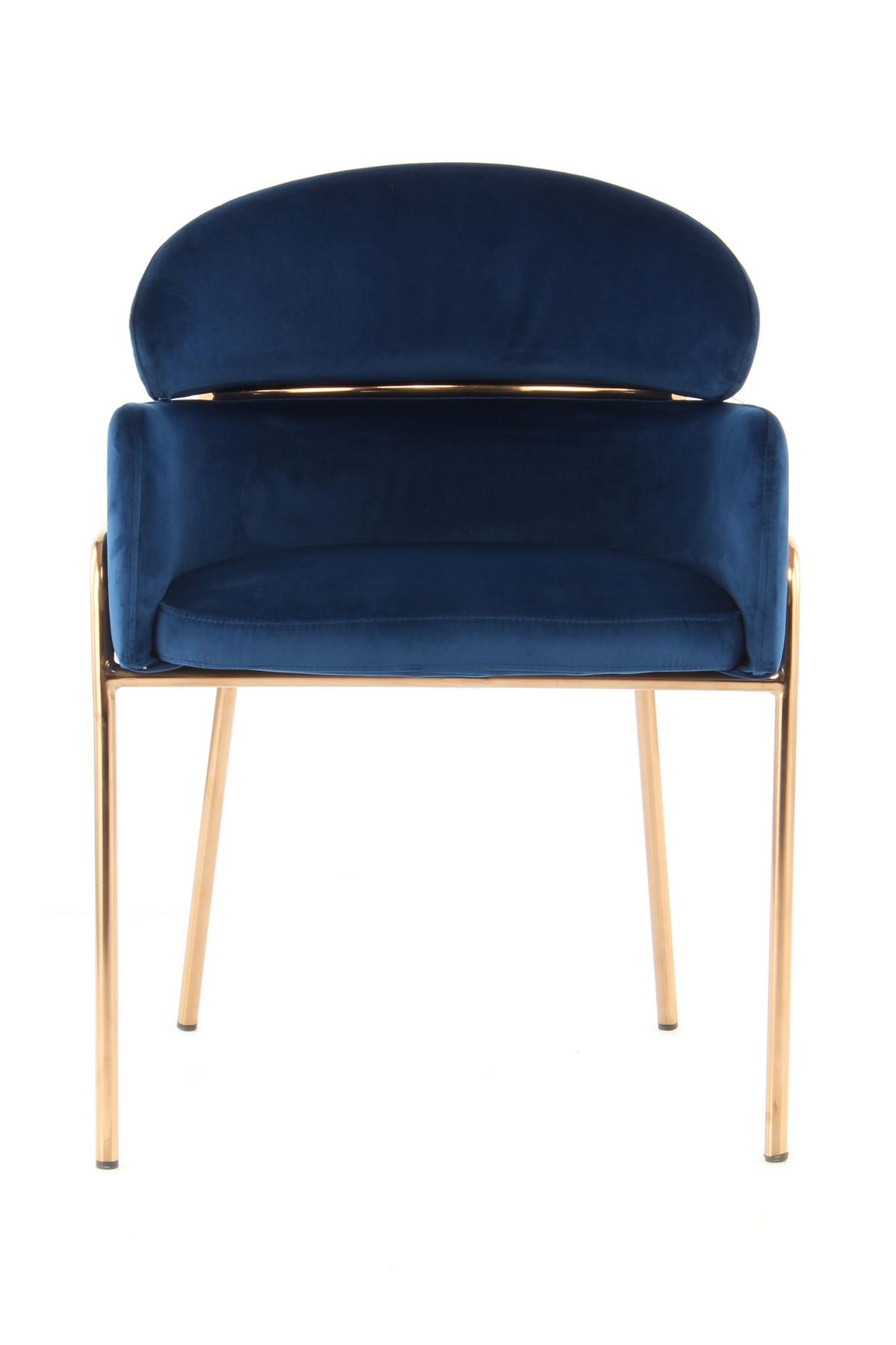 Armlehnstuhl Corey Blau / Roségold Gepolstert - Blau/Goldfarben, MODERN, Holz/Kunststoff (58/79/57cm) - Kayoom