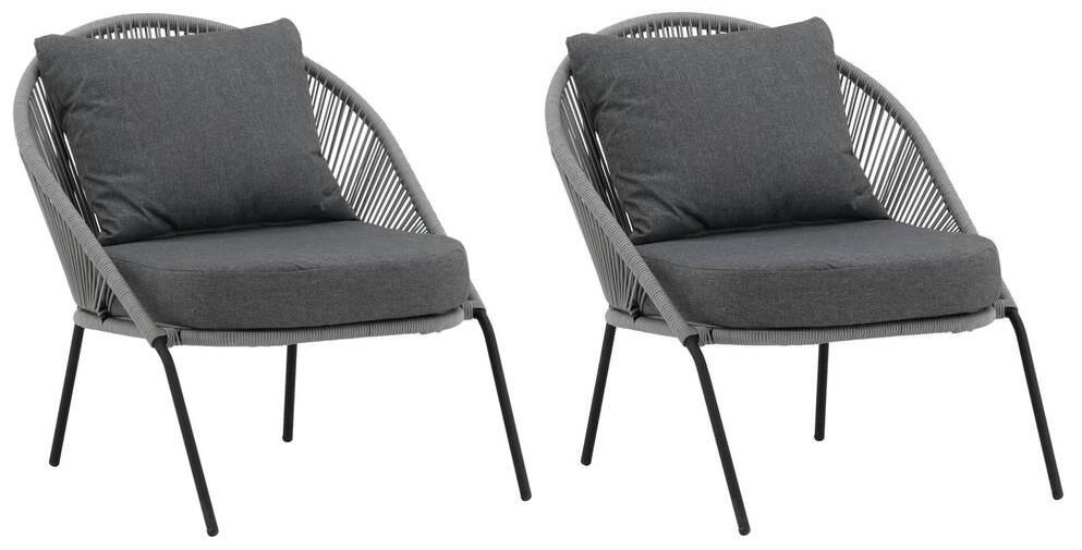Loungesessel Lindos - Schwarz/Grau, KONVENTIONELL, Kunststoff/Metall (73/78/85cm) - Gardenson