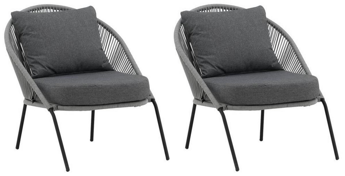 Loungesessel Lindos - Schwarz/Grau, KONVENTIONELL, Kunststoff/Metall (73/78/85cm) - Gardenson