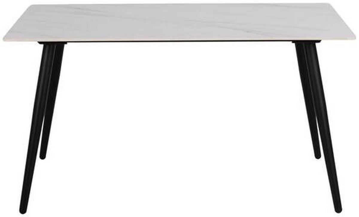 Esstisch Wicklow 140x80cm Keramik/weiß - Schwarz/Weiß, MODERN, Keramik/Metall (140/80/75cm) - MID.YOU