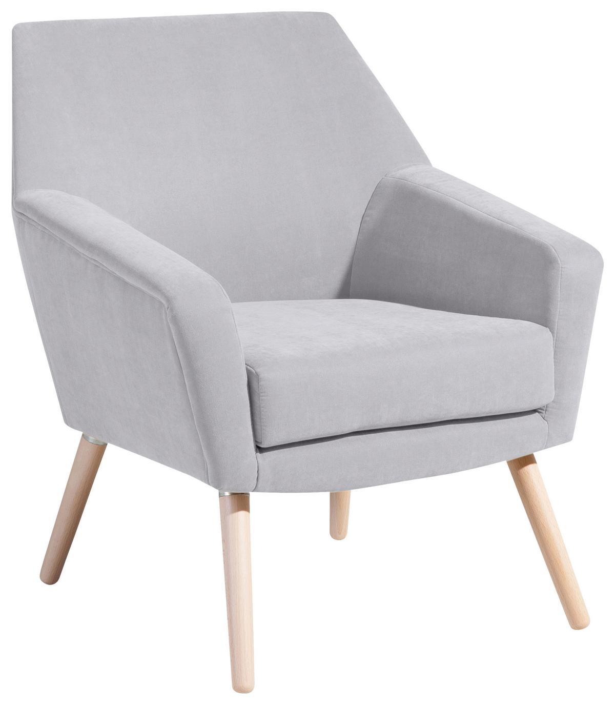 Polstersessel mit Armlehnen Alegro Velours Silberfarben - Buchefarben/Silberfarben, Design, Textil (67/81/71cm) - Max Winzer