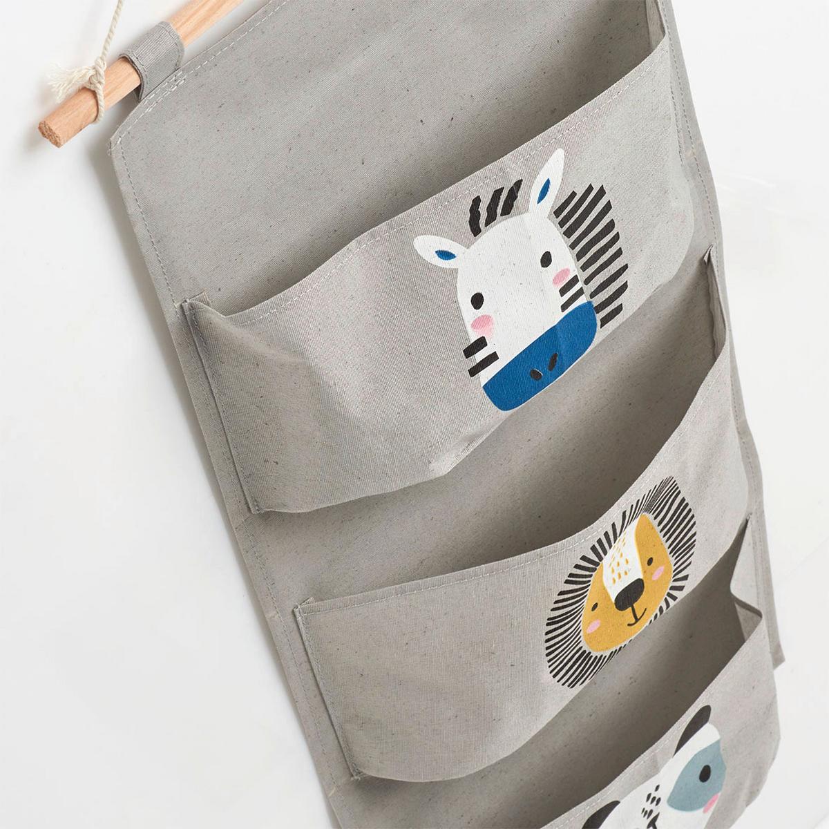 Hängeaufbewahrung Animals grau, ca. 35x81,5 cm - Grau, LIFESTYLE, Kunststoff/Textil (35/35/81,5cm)