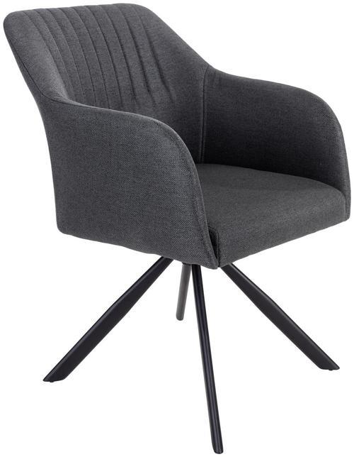 Armlehnstuhl Sevilla Dunkelgrau Gepolstert - Dunkelgrau/Schwarz, MODERN, Textil/Metall (56/82/62,5cm) - MID.YOU