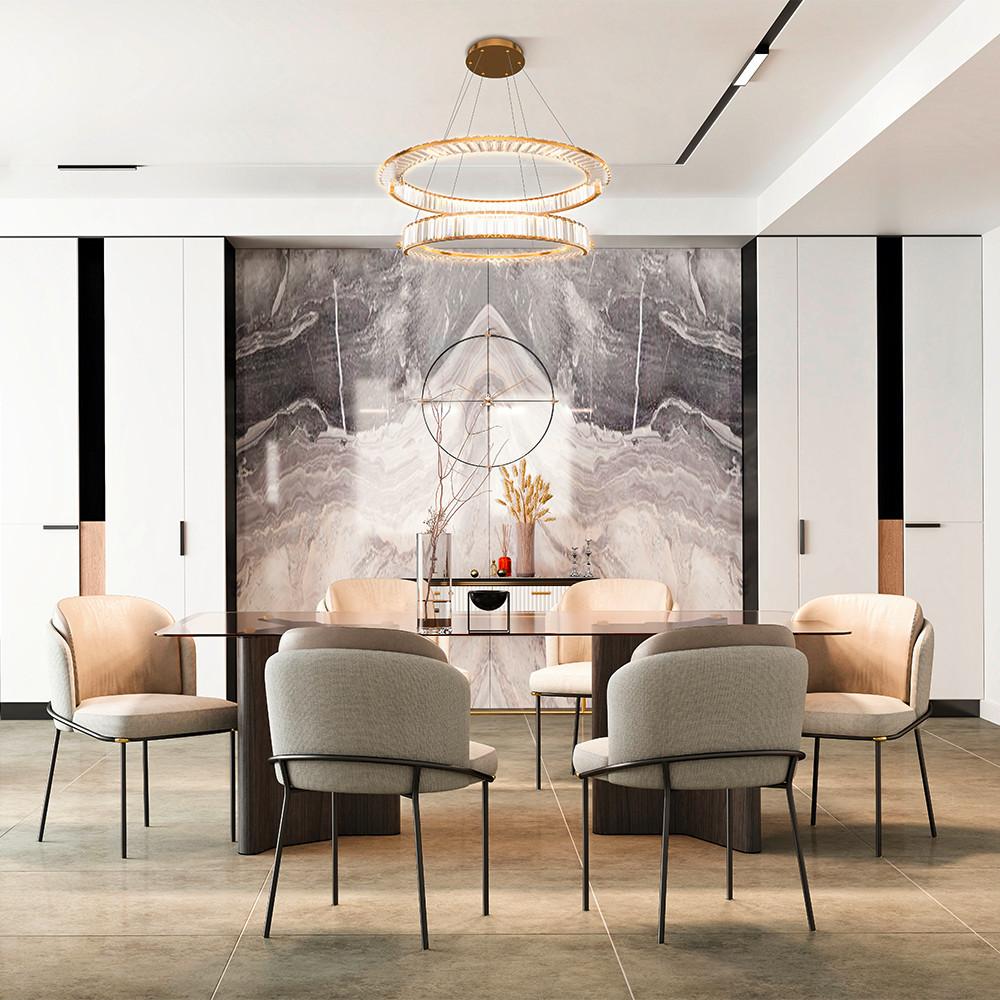 Pendelleuchte Krone - Transparent/Goldfarben, Trend, Glas/Metall (100/50cm) - MAYTONI