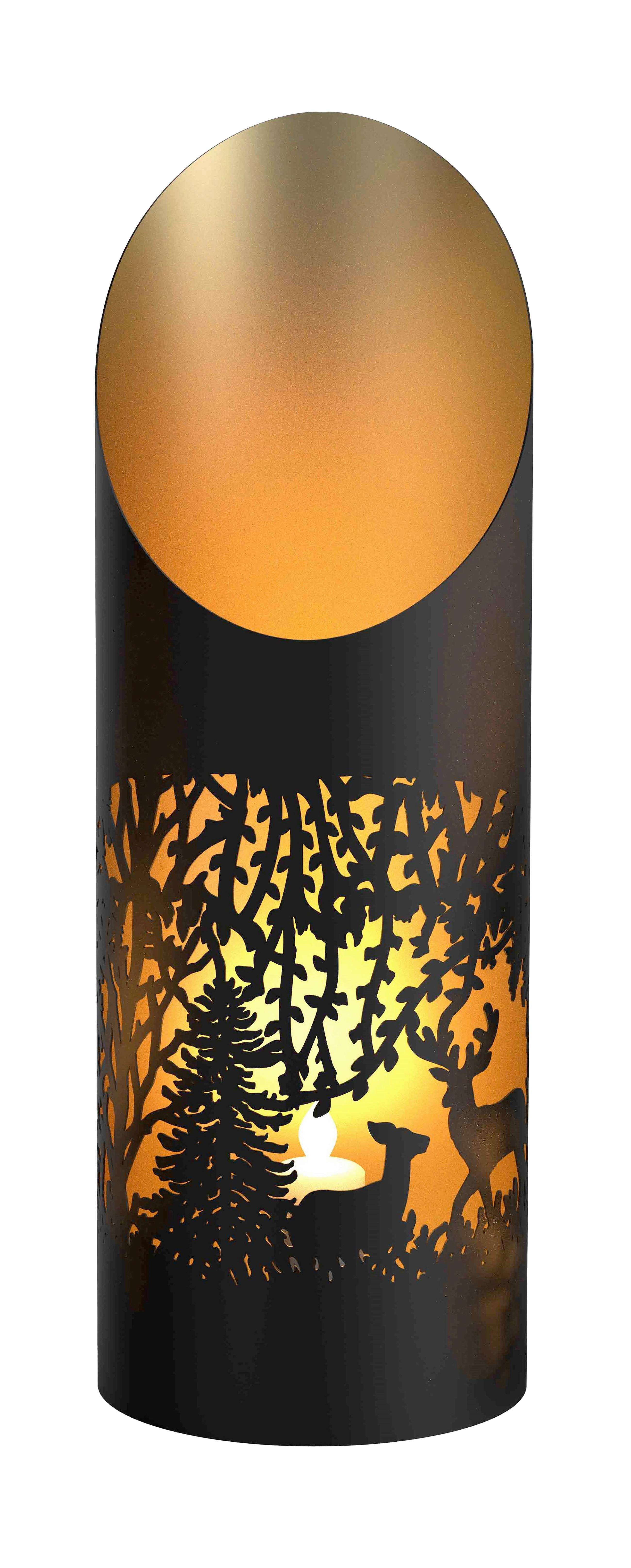 Windlicht Titiana M - Goldfarben/Schwarz, KONVENTIONELL, Metall (10/29cm) - Luca Bessoni