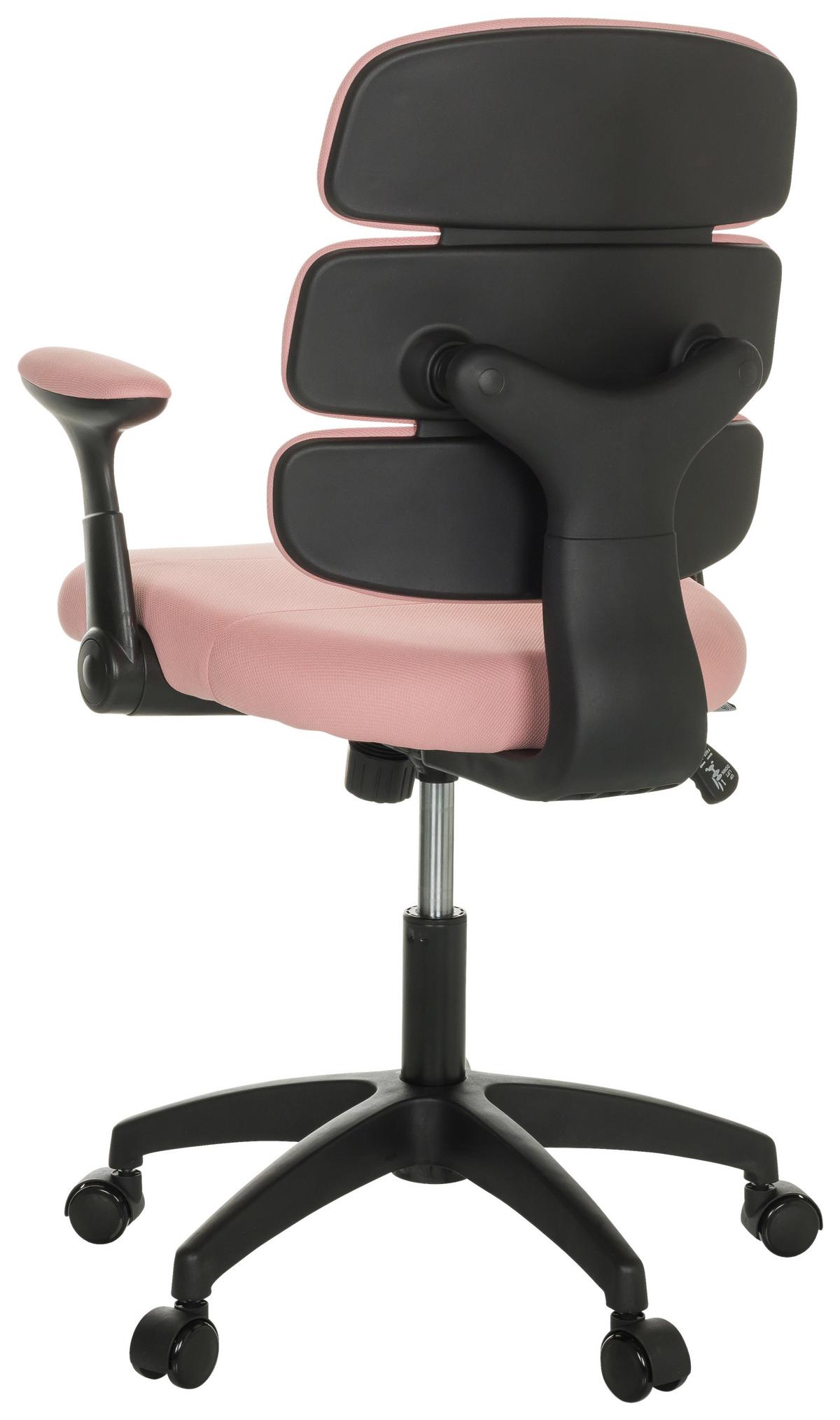 Jugenddrehstuhl Kid Ergolino B mit Armstützen Rosa Bis 100 Kg - Schwarz/Rosa, Basics, Kunststoff/Textil (62/86-97/62cm) - MID.YOU