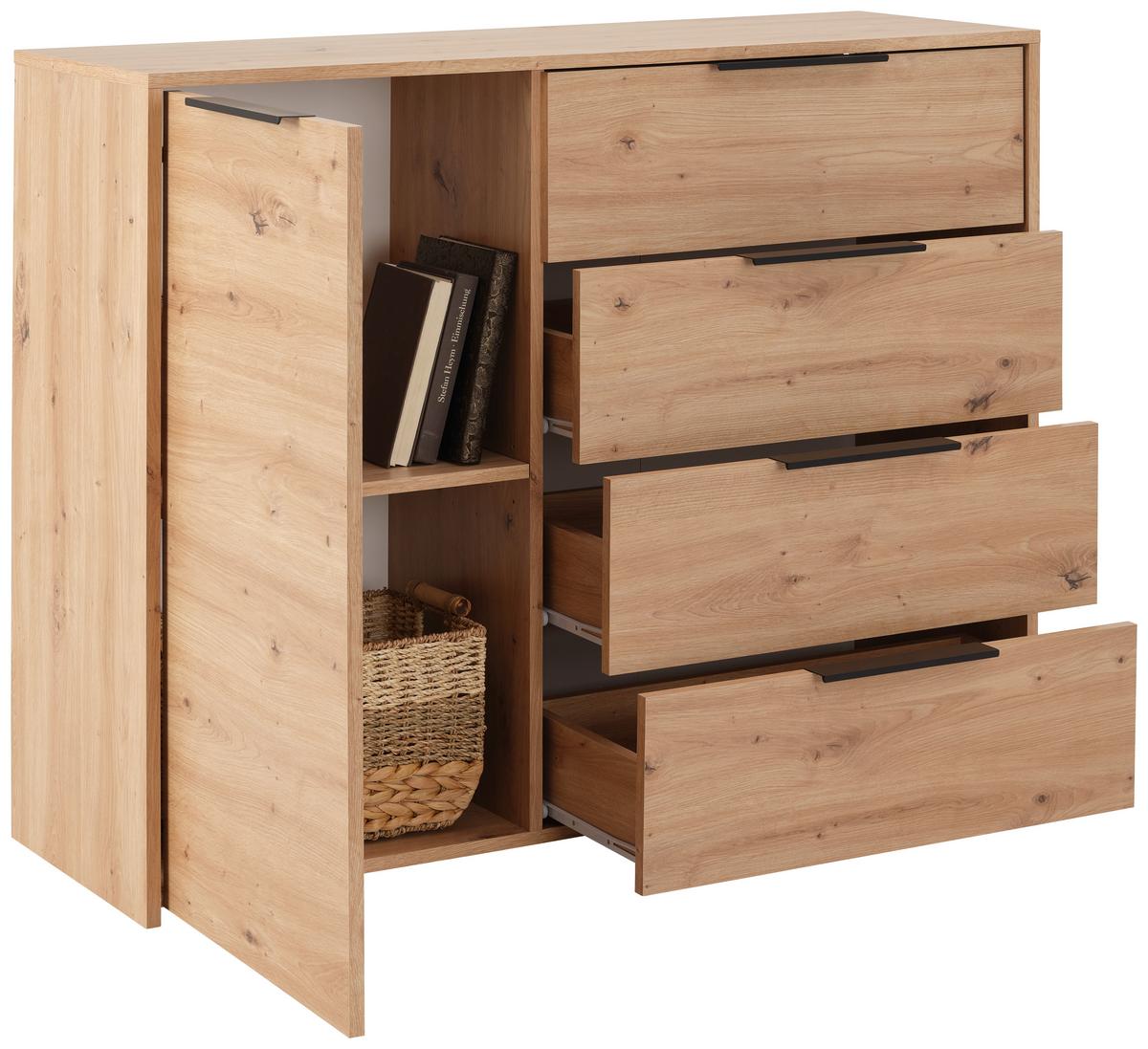 Kommode, Eichefarben Sion 1 - Eiche Artisan, MODERN, Holzwerkstoff (114,6/93,4/38cm)
