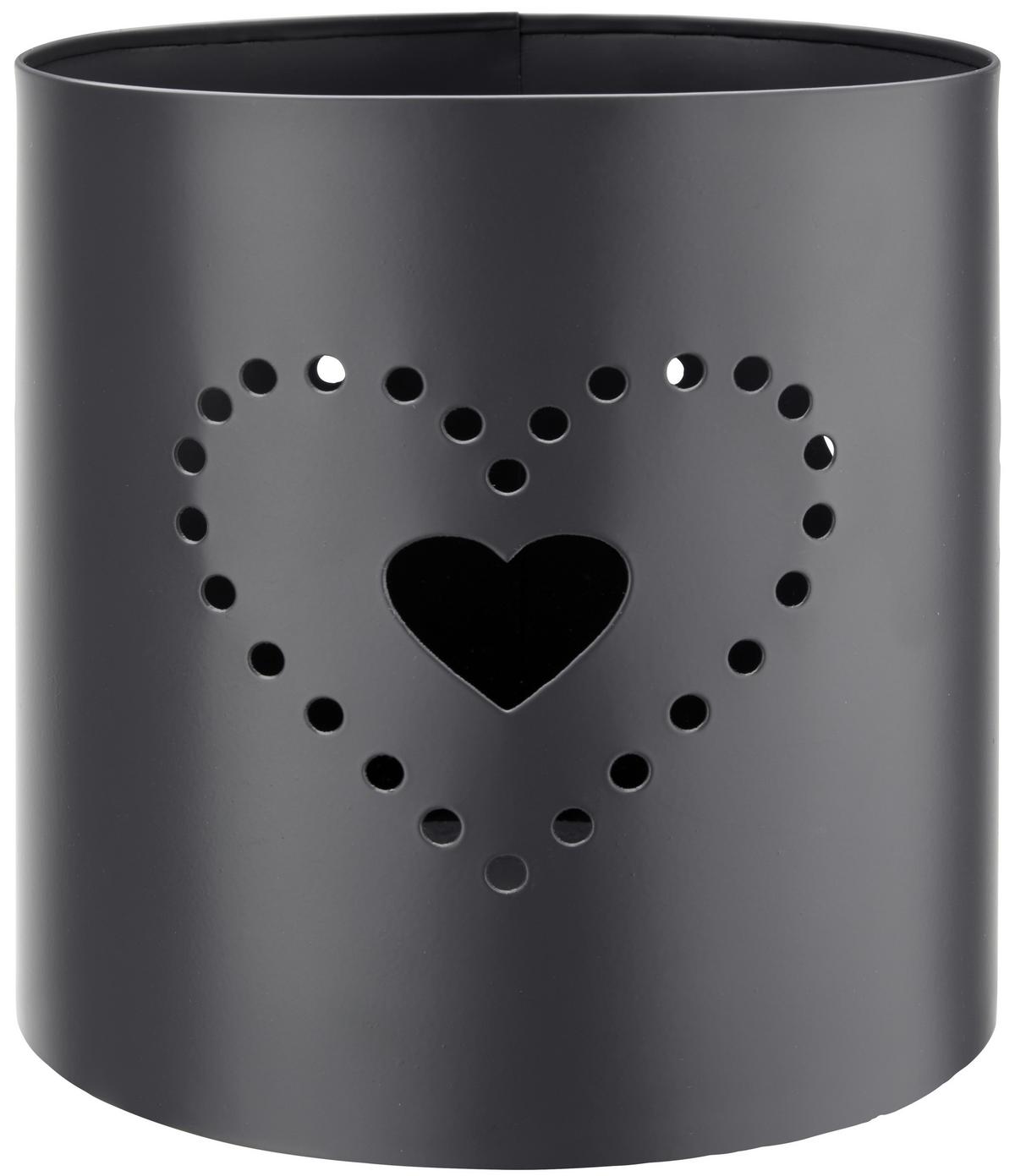 Laterne D/H: ca. 12,5/12,5cm, Samira - Schwarz, MODERN, Metall (12,5/12,5cm) - Luca Bessoni