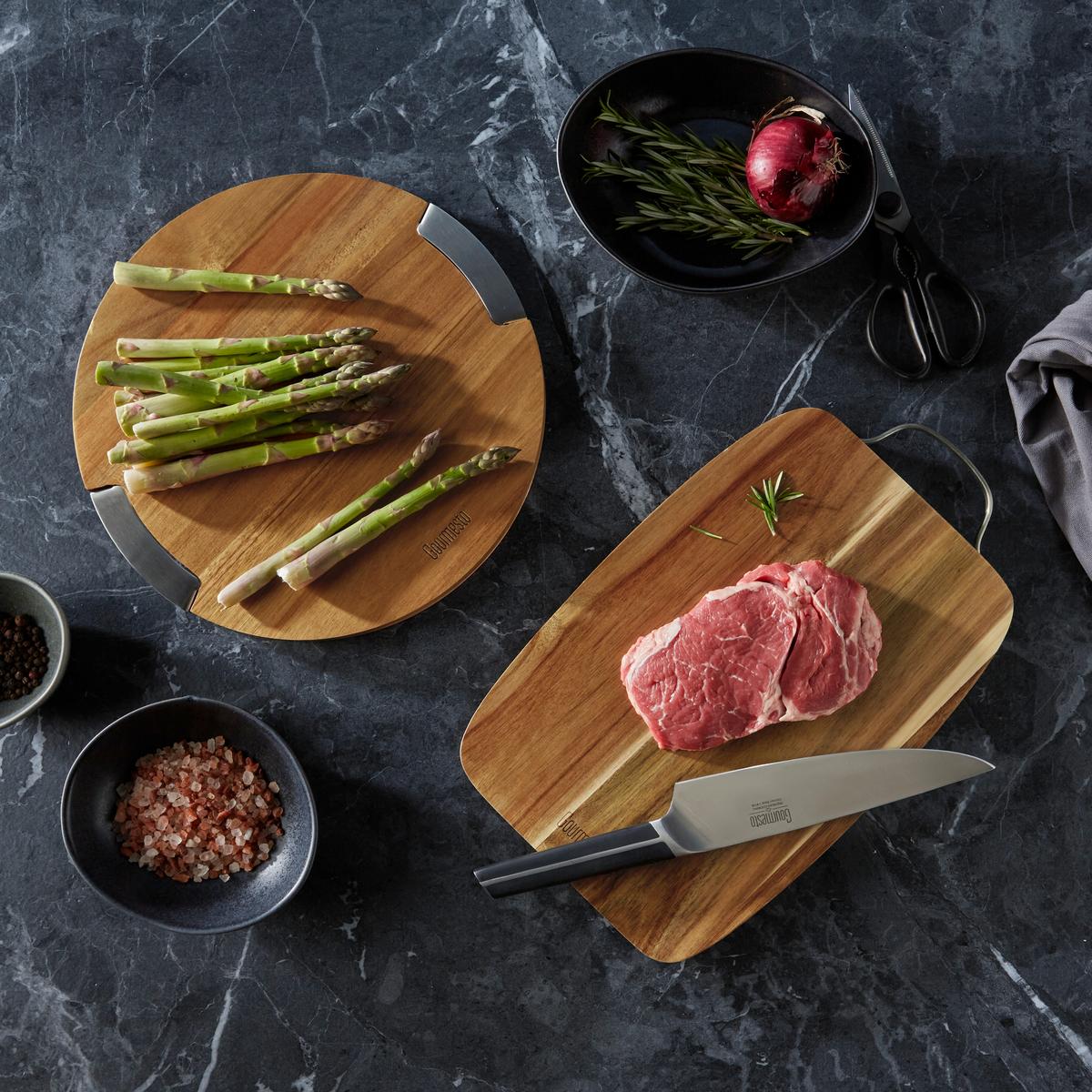 Doska na krájanie Profi Line, Ø: 31,2cm - farba akácie, Konventionell, kov/drevo (31,2/1,9cm) - Gourmesto