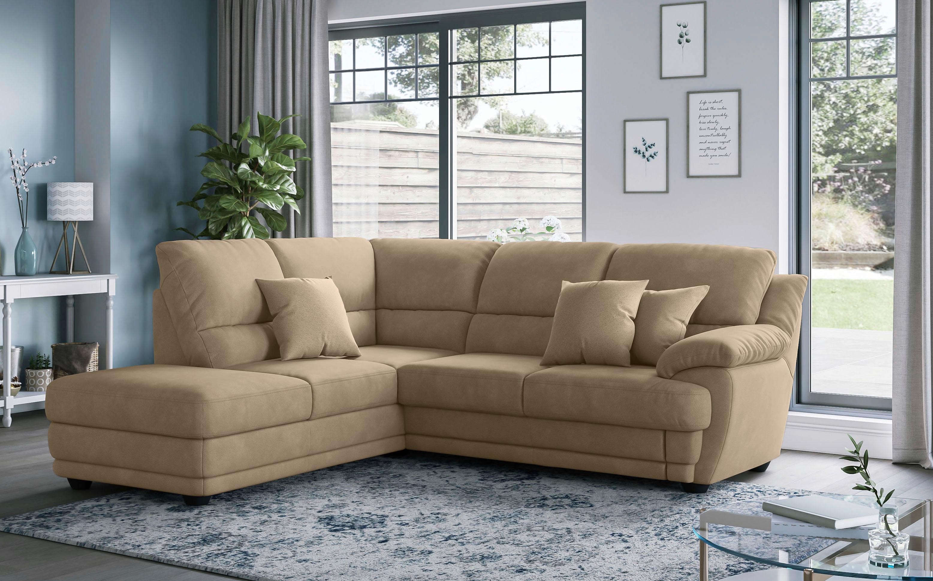 Ecksofa Nebolo Sandfarben S. 225x245cm - Sandfarben, Design, Textil (225/245cm) - Livetastic