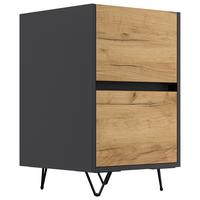 Nachttisch Industrial Graphit-/Eichefarben B: 41,2cm - Eichefarben/Schwarz, Basics, Holzwerkstoff/Metall (41,2/65/42cm) - MID.YOU