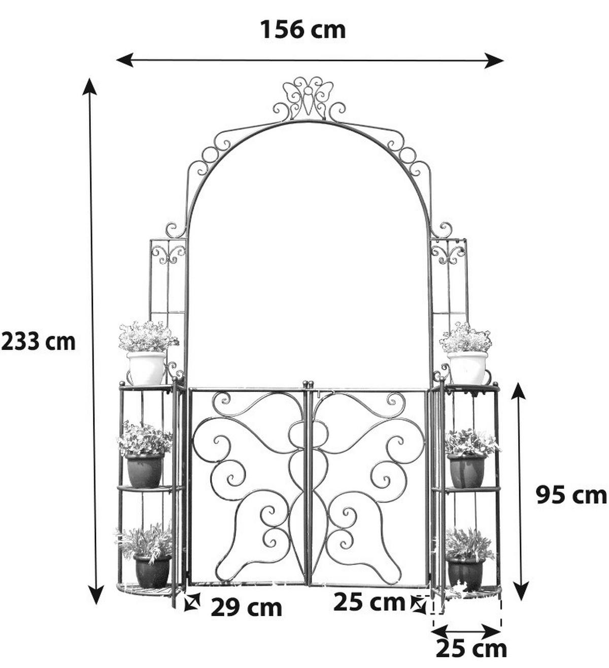 Rosenbogen mit Tür aus Stahl Laki BxH: ca. 156x233 cm - Schwarz, MODERN, Metall (156/233/29cm)