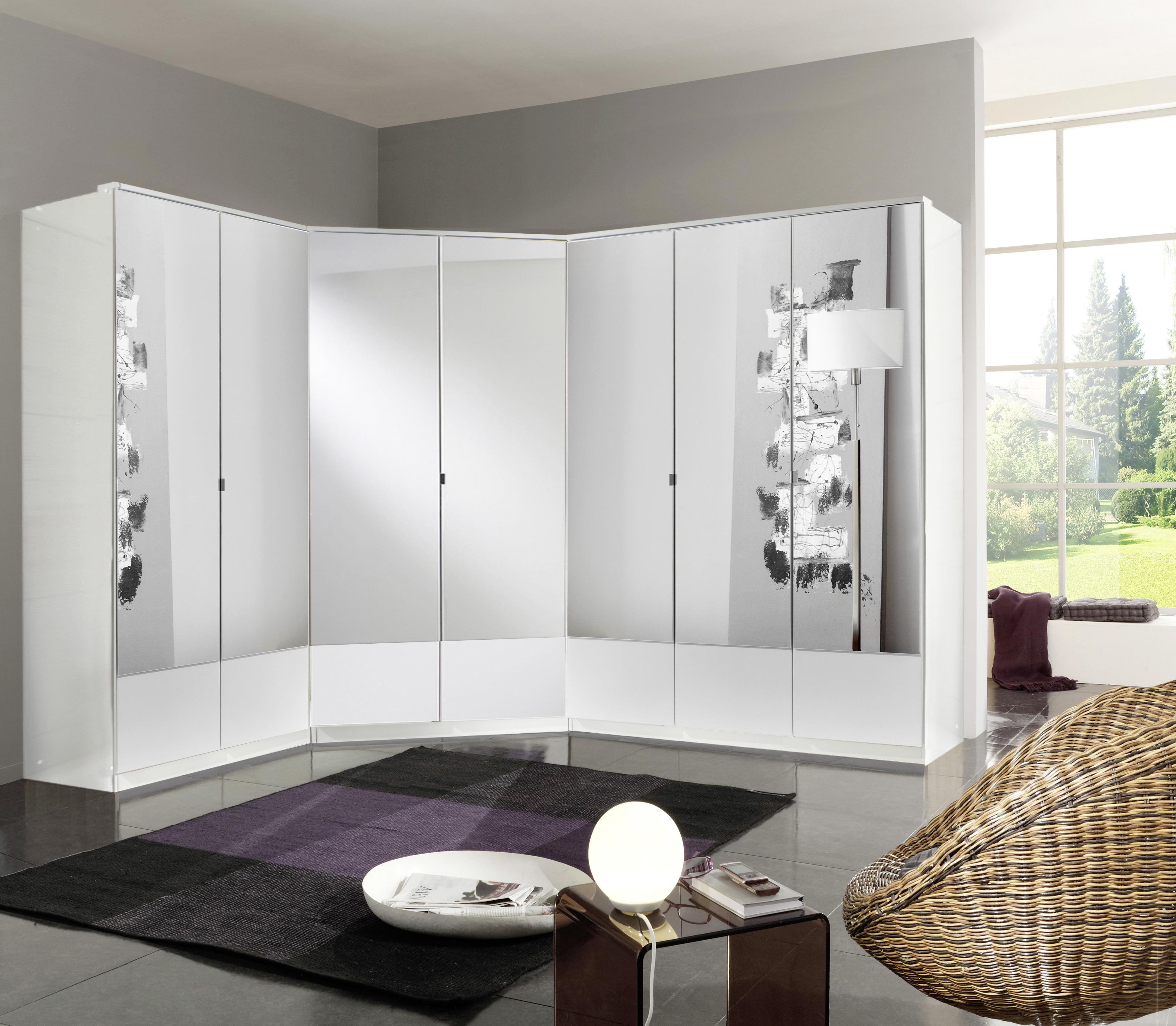 Eckschrank Mit Spiegel 95cm Imago, Weiß - Weiß, KONVENTIONELL, Glas/Holzwerkstoff (95/199/95cm) - MID.YOU