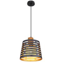 Hängeleuchte Ablona H: 120 cm 1-Flammig, Schwarz/Gold - Goldfarben/Schwarz, Natur, Holz/Metall (25/120cm) - Globo