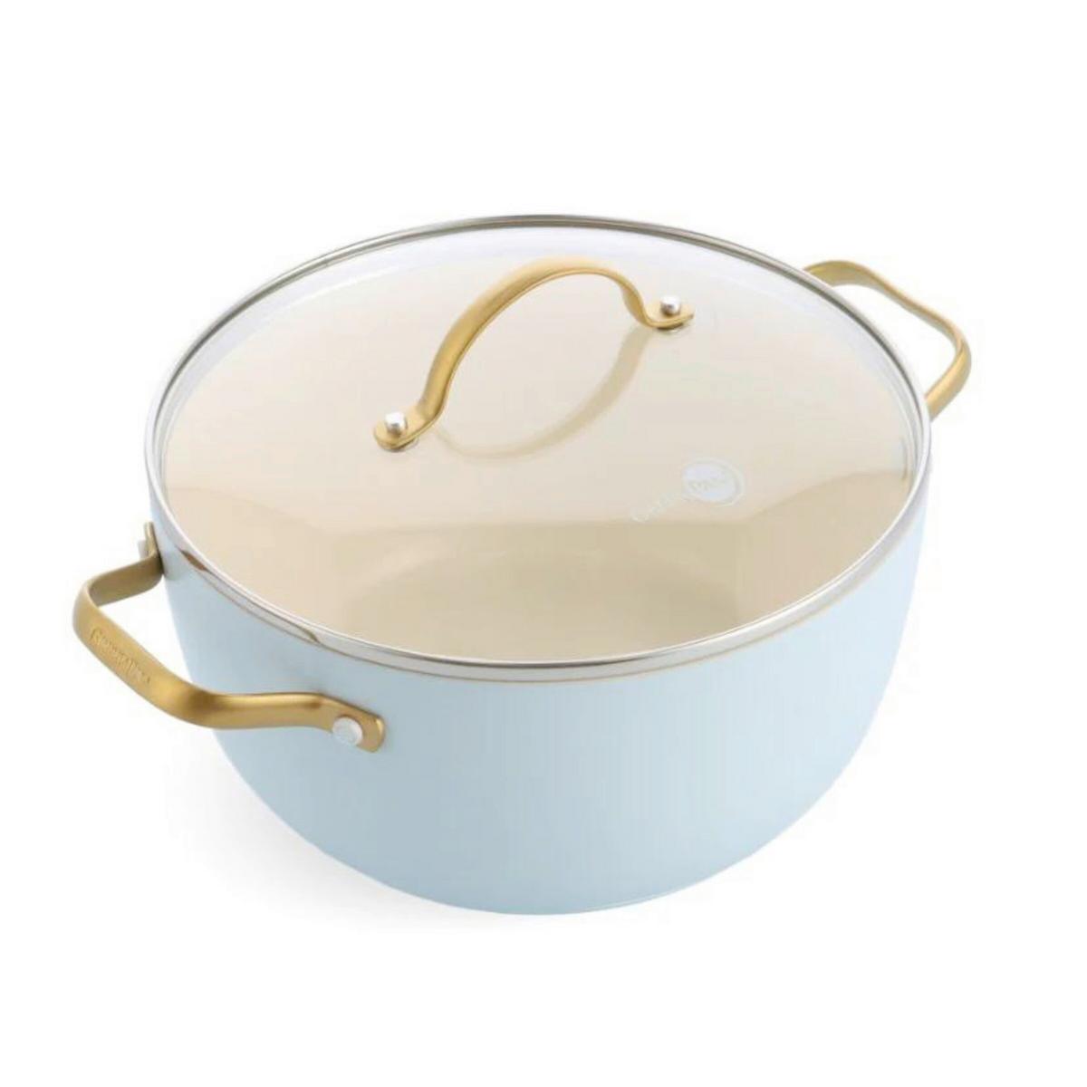 Kochtopfset 6-Teilig. weiß/Gold/Hellblau - Goldfarben/Weiß, Basics, Glas/Metall - GreenPan