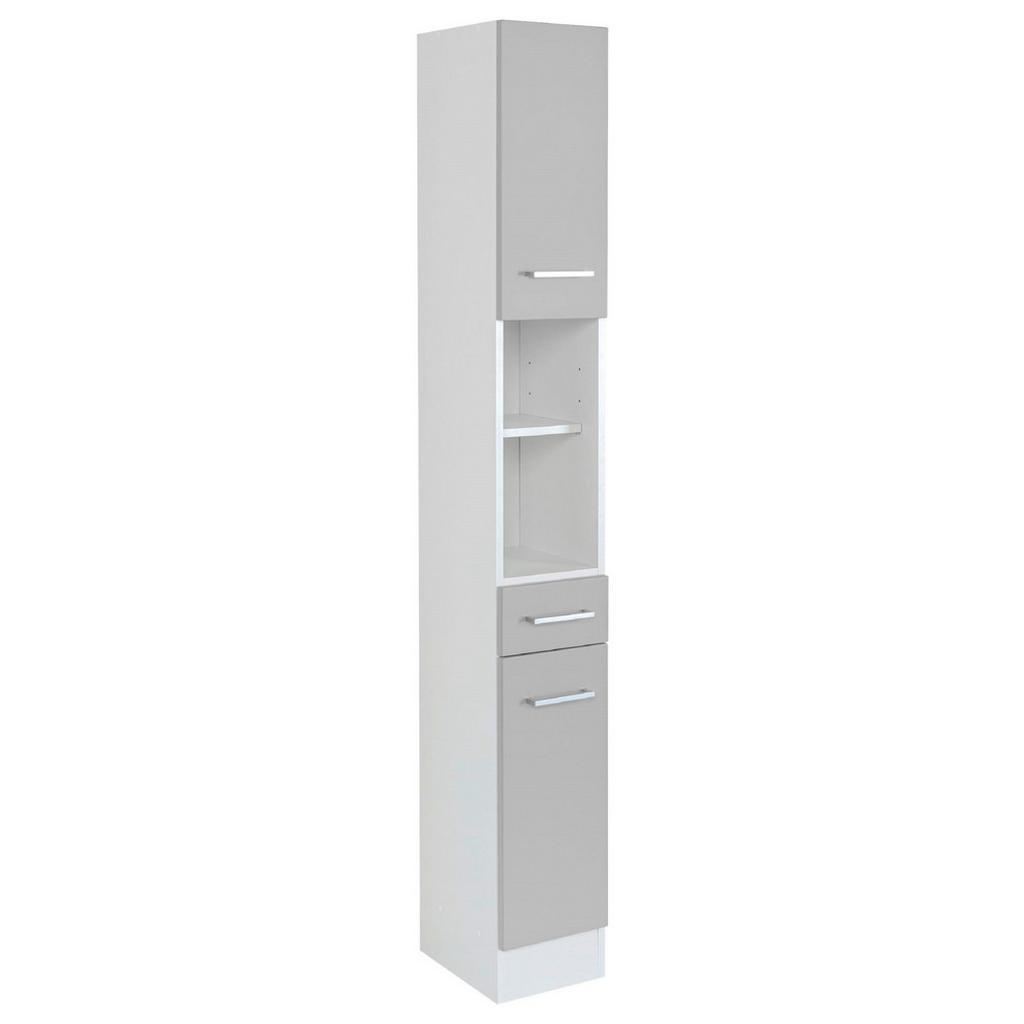 Hochschrank Riga Hellgrau/Weiß B: 25 cm