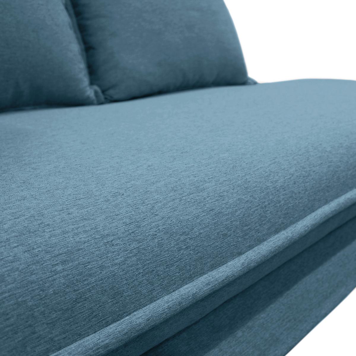 Liege LATTE Petrolfarben inkl. Bettkasten Ottomane links - Blau/Silberfarben, Design, Textil (107/84-99/224cm) - MID.YOU
