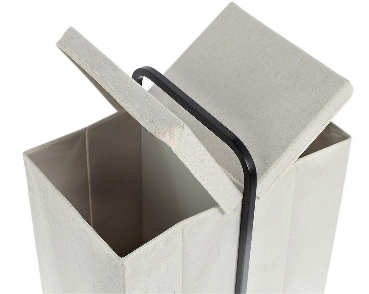 Wäschesammler Bambus/PolyesterGrau - Creme/Grau, Basics, Holz/Textil (51,5/65/35,5cm) - Zeller Present