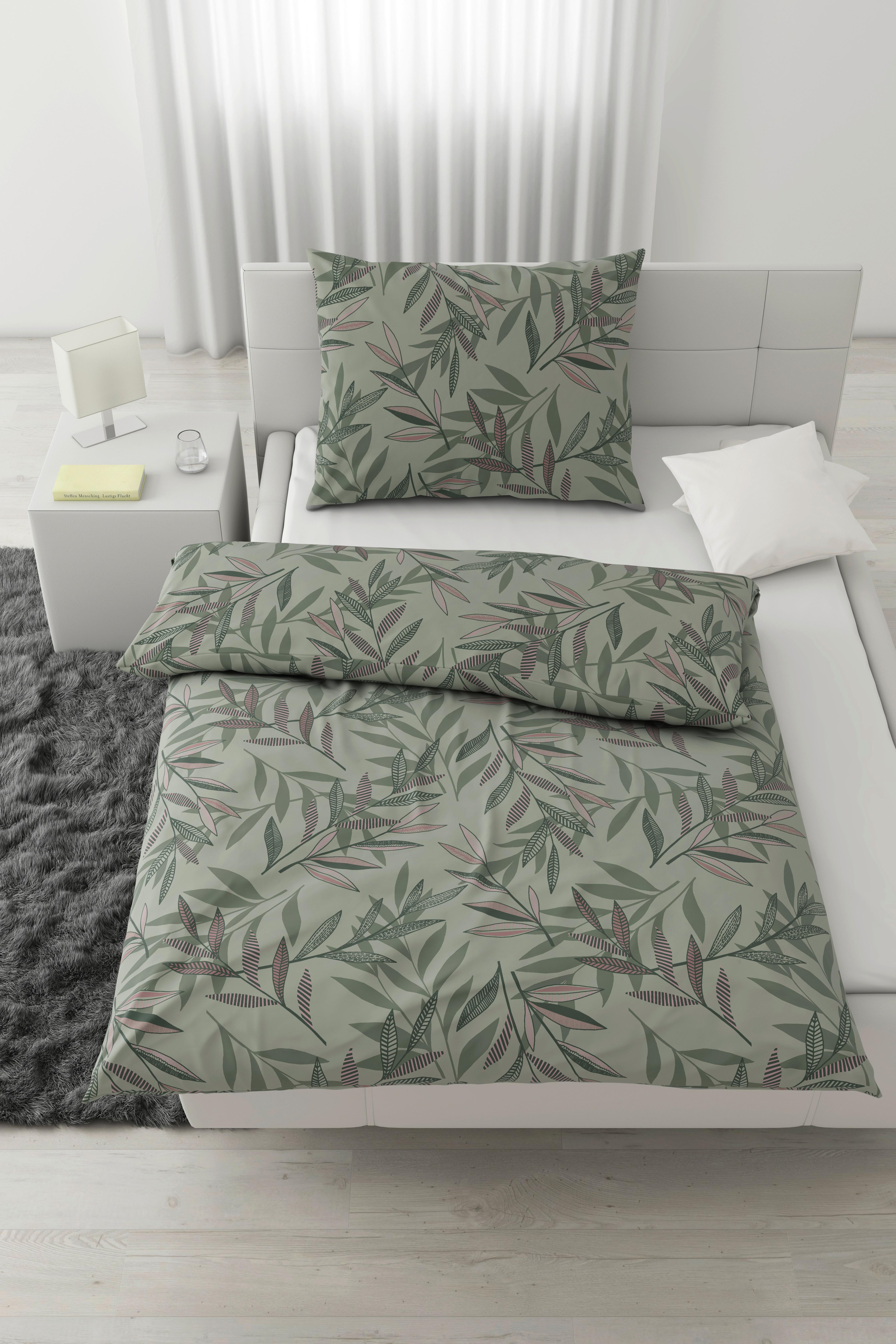 POVLEČENÍ STITCHED LEAVES - zelená/světle fialová, textil (140/200cm) - Modern Living