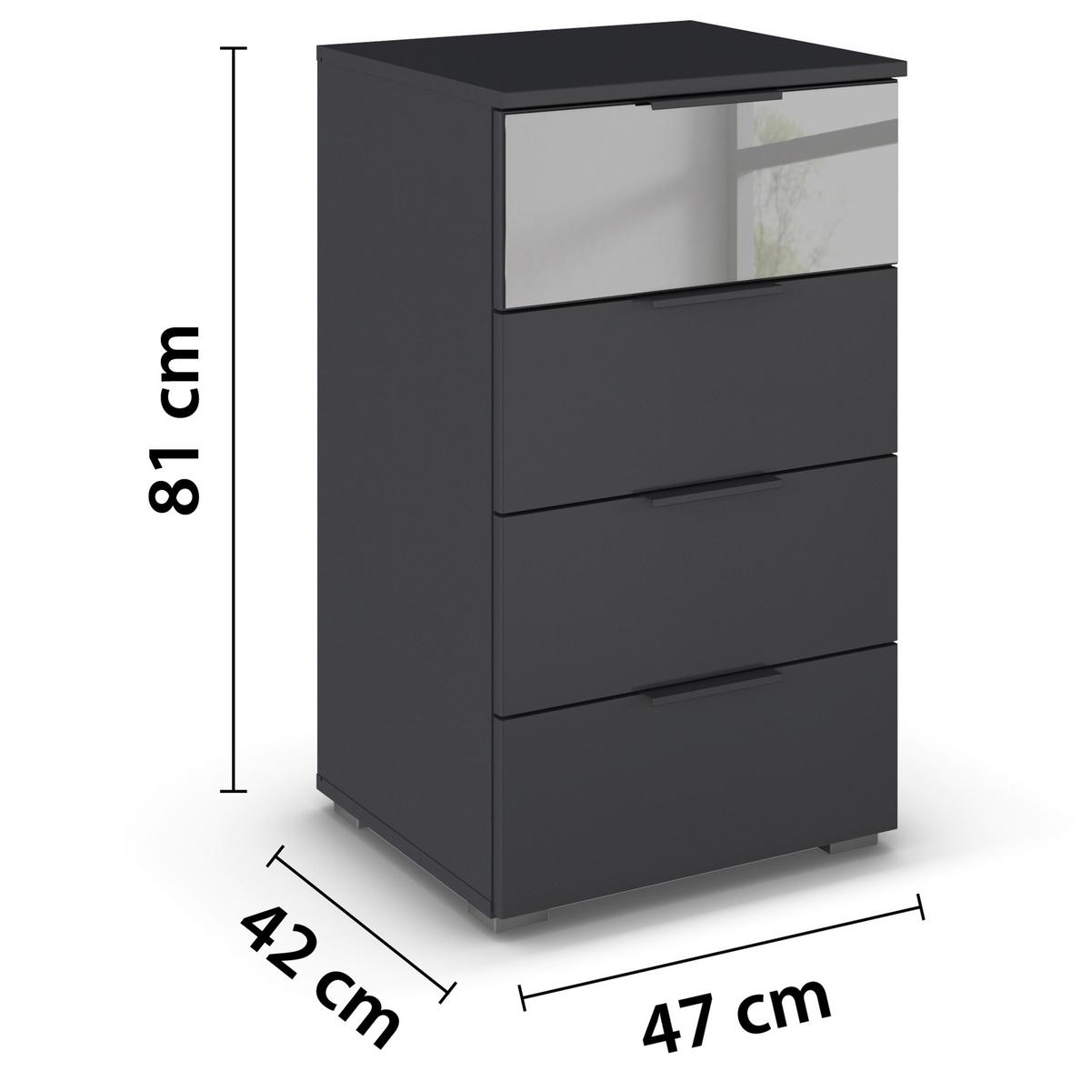Kommode Skyla Grau B: 47 cm - Alufarben/Grau, MODERN, Glas/Holzwerkstoff (47/81/42cm) - Rauch Möbel