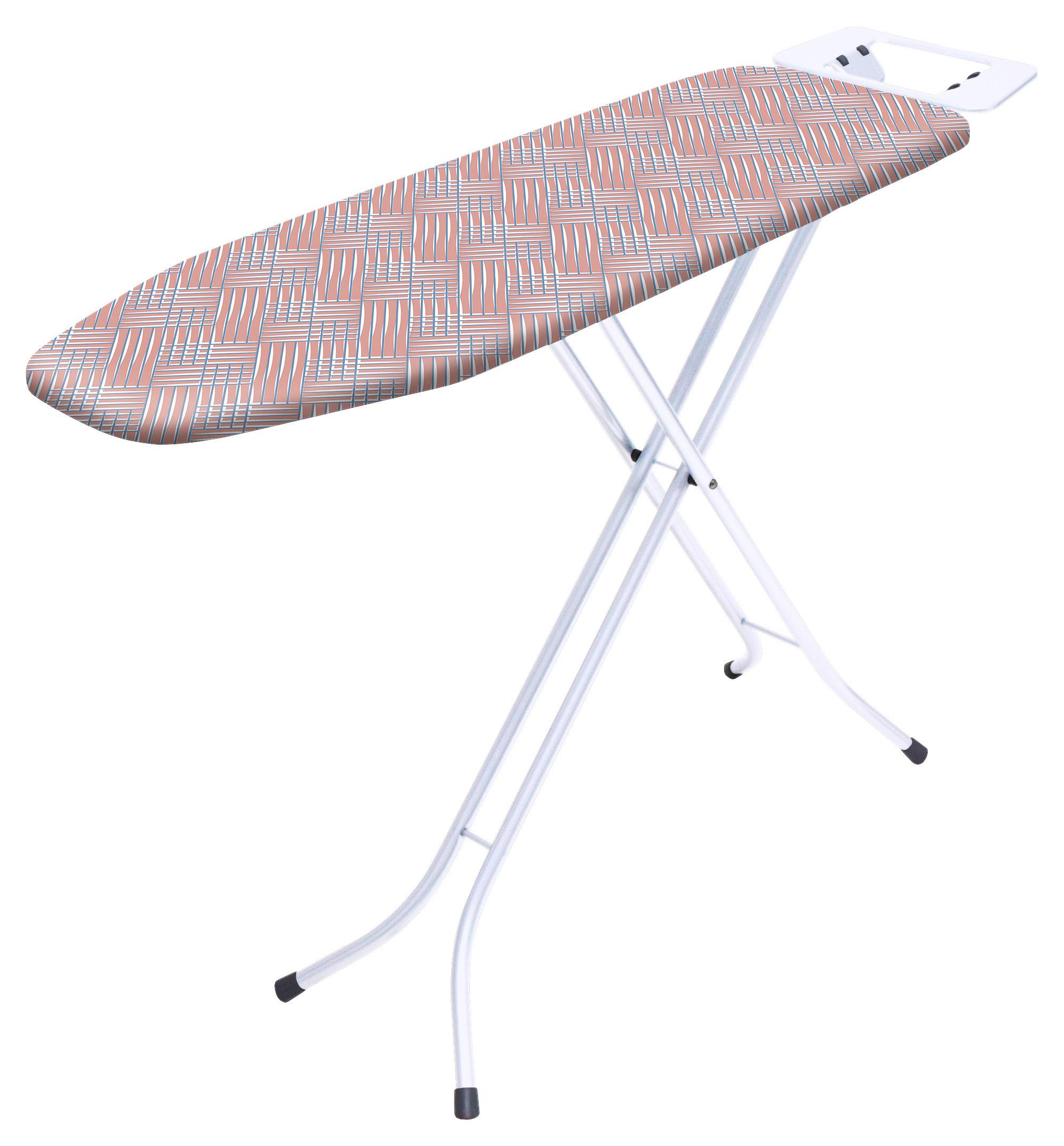 Bügelbrett Benny 131x36 Cm Mit Bügeleisenablage - Pink/Weiß, Basics, Textil (131/90/36cm) - Homezone