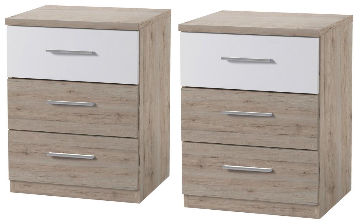 Éjjeliszekrény Mars - tölgyfa színű/fehér, Modern, faalapú anyag (46/56/41cm)