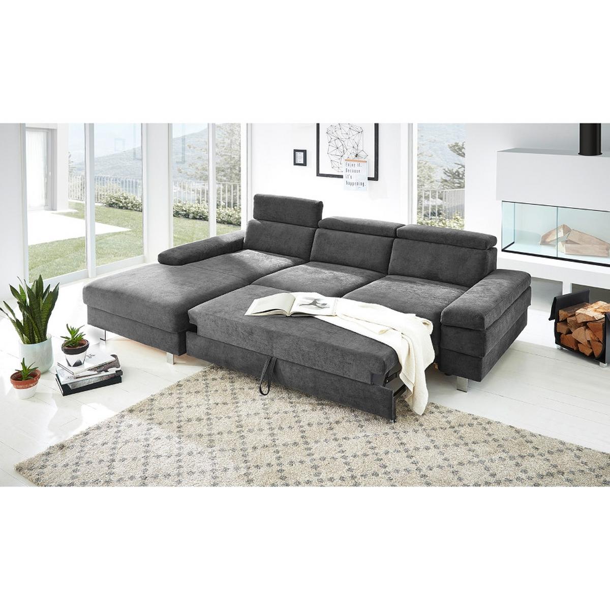 Ecksofa Elvis, Anthrazit S: 182x259 Cm - Anthrazit/Silberfarben, KONVENTIONELL, Textil (182/259cm) - Trendmanufaktur